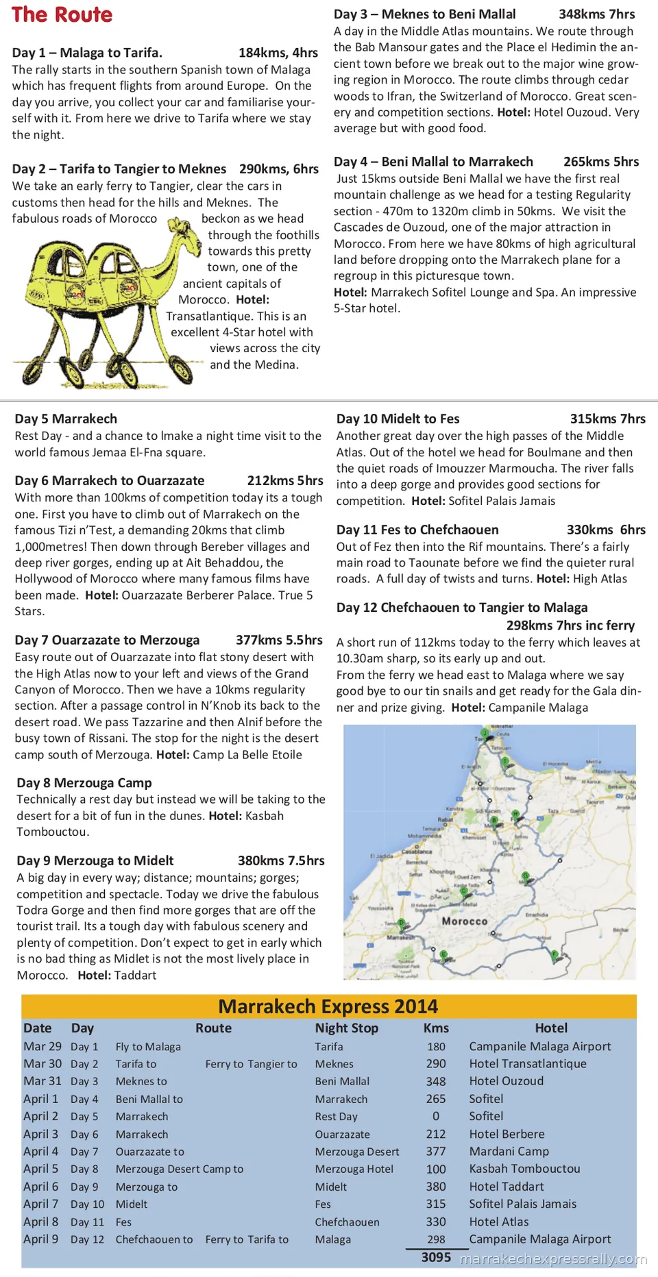 Map of the 2014 Marrakech Express Rally route